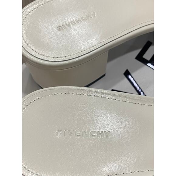 Givenchy Sandal Raffia 4G Block Heel Leather Mules Ivory Tan - Picture 7 of 11